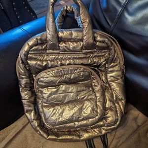 Metallic puffer backpack
